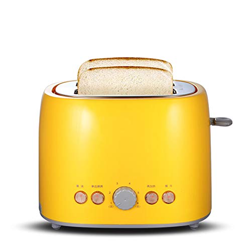 LJ-MBJ 2-Slice Toaster, Household Fully Automatic Breakfast Machine, Non Stick Reheat Defrost Function, Bread Baking Machine, 6 Bread Browning Settings-Yellow