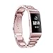 Aresh Compatible with Fitbit Charge 3 Bands, Stainless Steel Replacement Strap for Fitbit Charge 3/Charge 3 SE Fitness Activity Tracker (Rose Gold)