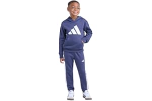 Adidas Youth Kids’ 2-Piece Tracksuit Outfit Set – Fleece Hoodie & Jogger Sweatpants, Midweight Activewear Outfit