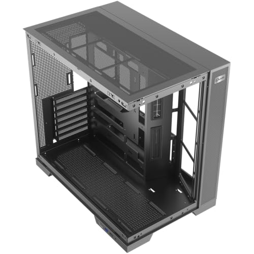 Gabinete Gamer Kalkan Asgard Evo Preto ATX Aquário Sem Fans Câmara Dupla Painel em Vidro Temperado Duplo USB 3.0 Painéis Perfurads Suporta Placas Mãe com Conectores Traseiros KLK00084
