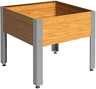 Suinga Mesa DE Cultivo Acero Galvanizado Efecto Madera. Largo 72cm ...