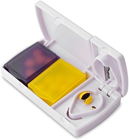 Portable Pill Cutter Splitter,Lavince Tablet Cutter Splitter Pill Cutter with 2 Pill Compartment Box Case for Storing 1-Day Dose Pills
