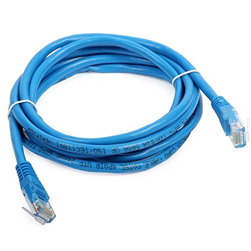 10' FT CAT5e Patch Cord Cable RJ45 UTP Blue UL Gold Plated 24 AWG Copper TIA/EIA Molded End Connector 350 MHz RJ45 Jumper Ethernet Data Phone Audio Signal Communication Network Distribution