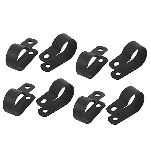 Karcy 20Pcs 50mm 2Inch Black Nylon Screw Mounting R Type Cable Clamp FastenerWire Rope Tube Management Plastic Wires Cord Clip Fixer Holder Organizer