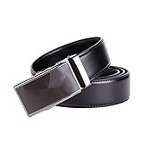 BOMEANS Men's Solid Buckle with Automatic Ratchet Leather Belt 35mm Wide