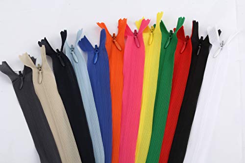 Yzsfirm 10 Pcs 24 Inch Real Silk Sewing Invisible Zipper,Yellow Coil Closed Zippers for Tailor Crafts