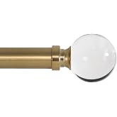 Ivilon Drapery Treatment Window Curtain Rod - Acrylic Ball 1 inch Pole. 16 to 28 Inch (Side Curtain Rod) Warm Gold