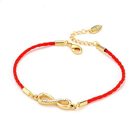 Christmas Birthday Party Gift Lucky Red Rope 18k Gold Plated Bracelet (Peanut)