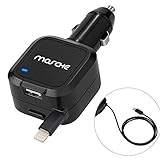 Car Charger, Mosche Retractable Lightning 8 Pin Cable Car Charger Charges Quickly in the Car with 5.6A USB for Iphone 6 and Iphone 6S（Noir）