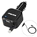 Car Charger, Mosche Retractable Lightning 8 Pin Cable Car Charger Charges Quickly in the Car with 5.6A USB for Iphone 6 and Iphone 6S（Noir）
