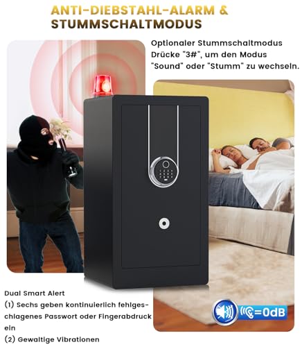 75L Large Safe Biometric Safe for Home, Digital Safe, Anti-Theft Furniture Safe for Passport, Money, Document, Medicine