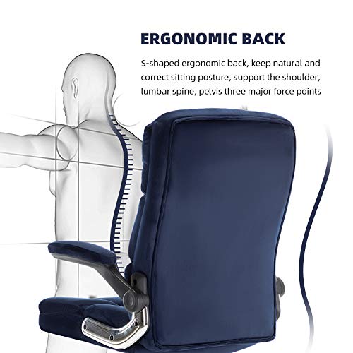 YAMASORO Executive Velvet Office Chair with Wheels,HighBack Ergonomic