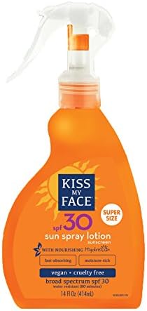 kiss my face sun spray natural sunscreen lotion with hydresia spf 50 sunblock