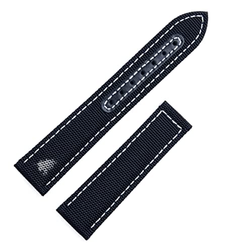 YEXIONGYAN For Omega Strap Seamaster 300 AT150 Fabric Leather AQUA TERRA 150 Watchband Deployment Buckle 20mm 22mm Nylon Canvas Watch Band(Color:Black no buckle,Size:20mm)