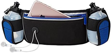 haile Hydration Running Belt Waist Bag Water Resistant Waist Pack With 2 Water Bottles for Running Hiking Cycling and Climbing (blue)