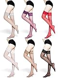 MOOCHI Women 20 Denier Ultra Sheer Thigh High Stockings with Silicone Lace Top