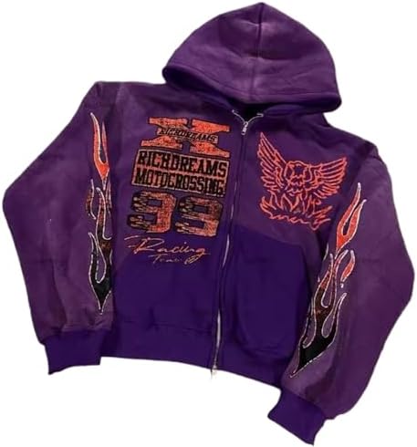 Amazon.com: OANTGM Zip Up Hoodie Grunge Jackets Streetwear Y2k