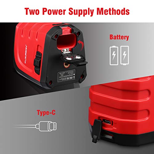 FLOUREON Laser Level Self-Leveling Horizontal and Vertical Cross-Line Laser, Tripod Mount Base, IP54 Waterproof, Dustproof, Shockproof, Dual Ways to Charge (Battery & Type C Included) ...