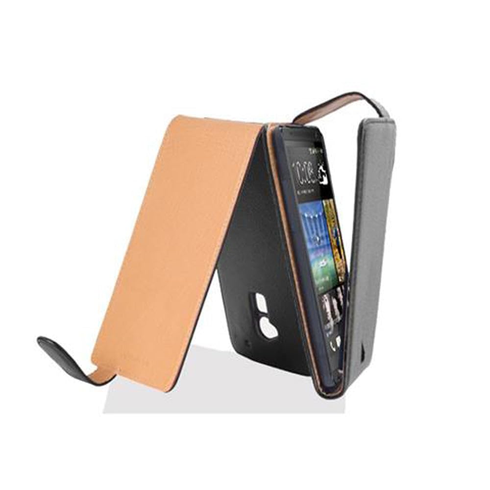 cadorabo Case works with HTC ONE MAX in OXIDE BLACK - Flip Style Case made of Structured Faux Leather - Wallet Etui Cover Pouch PU Leather Flip