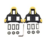 Bike Cleats Self-locking Road Cycling Bicycle Cleat Set Compatible with Shimano&Look (yellow)