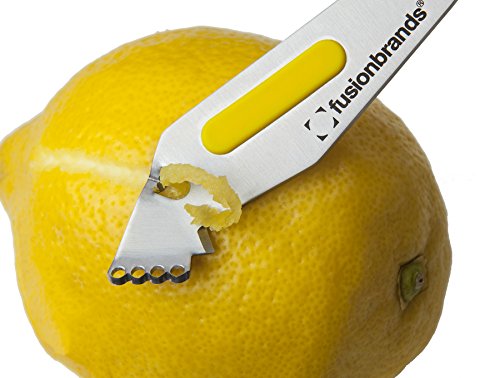 Fusionbrands CitrusZipper Rapid Citrus Peel Removal Tool, Zester, Fruit Garnisher, Yellow