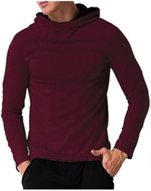 Men's Long Sleeve Hooded T Shirts Cotton Tee Tops Hoodies Sweatshirts