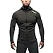 Ouber Men's Long Sleeve Training Full-Zip Hoodie Jacket (Black, US L=Tag XL)