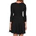 SUNNOW Women's O-neck 3/4 Sleeve Pleated Tunic Wavy Skater Dress