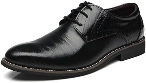 Men's Casual Oxford Dress Shoes, Classic Modern Round-Toe Brogue Lace Up Wingtip Leather Oxfords