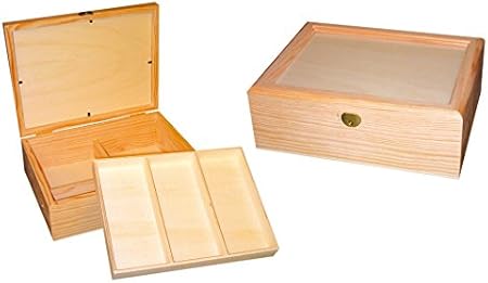 Greca Caja joyero Madera y Cristal. En Crudo, para Pintar.: Amazon.es: Hogar