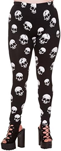 Plus Women's Banned Apparel Rockabilly Skull All Over Black Leggings (16)