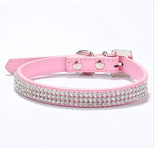 haoyueer Cute Dazzling Sparkling Elegant Fancy PU Leather Bling Rhinestone Crystal Jeweled Pet Cat Dog Puppy Collar … (S, Pink)