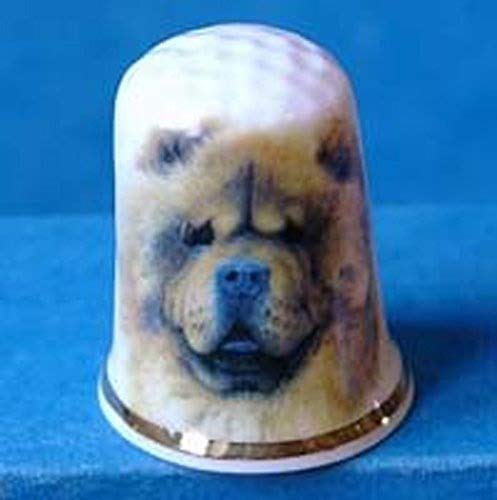 Porcelain China Collectable Thimble -- Chow Dog