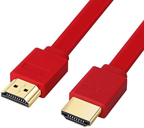 Red Premium Flat HDMI Cable 1 Foot / 30 cm Short HD Video Cord LCD for Raspberry Pi 1FT by Atomic Market