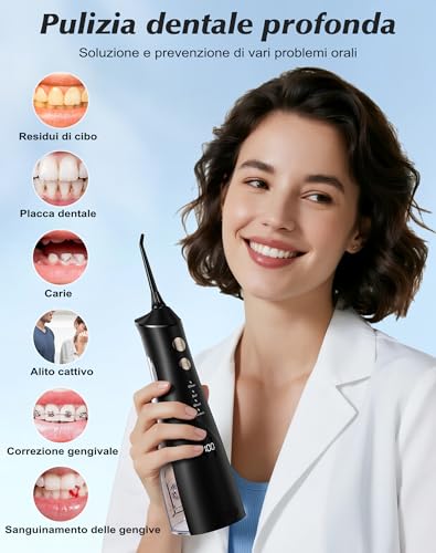 Dental Water Flosser 2025 Test Winner 5 Jet Nozzles and 4 Modes, Dental Hygiene and Interdental Cleaning, Oral Hygiene, Large Tank, IPX7 Waterproof for Home and Travel