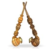 2 pcs Long Carved Smoking Pipes for Tobacco - Handmade Natural Wooden Tobacco Pipe for Smoking - 10 inch