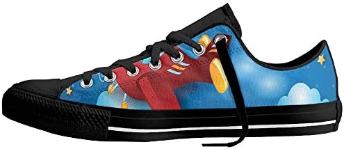 FVWU32UWIDS Unisex Retro Airplane The Moon And The Stars In The Sky Jumping Fish And Wavy Sea High Top Sneakers Canvas Shoes Fashion Sneakers Shoes Vintage 44