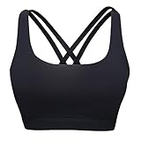 Animas Women's Wirefree Padded Criss Cross Back Yoga Sports Bra Black M
