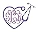 RN BSN LPN CNA LPN NP Nurse Heart Stethoscope Vine Monogram Decal Sticker for Tumblers, Laptops, Clipboards, Planners, Etc