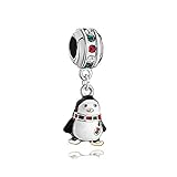 LovelyJewelry Penguin Charm White Drip Gum scarf colorful crystal Beads For Bracelet