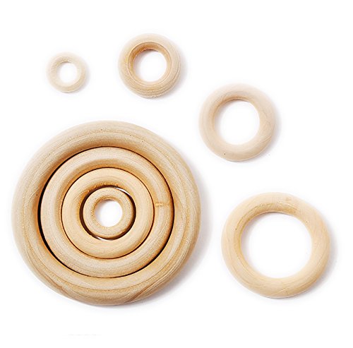 R.FLOWER 55 PCS 2.2" Natural Wood Rings Circles Wooden Rings for Craft DIY Pendant Connectors Jewelry Making - Thumbnail 4