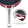 HITECLIFE Saute Pan with Lid, 3.2L Nonstick Jumbo Cooker with Induction Base, Stainless Handle Steel Aluminum Deep Frying Pan, Heat Evenly, PFOA-Free, Red