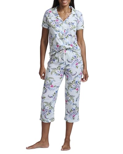 Karen Neuburger Women's Capri Girlfriend Pajama Set, Multi Floral Paisley, Large