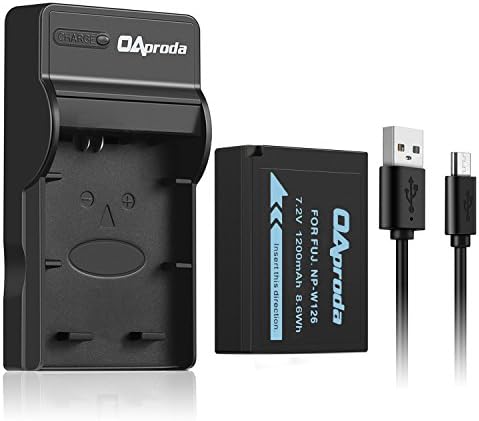 OAproda NP-W126 Battery and Micro USB Charger for Fujifilm NP-W126 and Fuji FinePix X-A1, X-A2, X-A3, X-E1, X-E2, X-E2S, X-M1, X-T1, X-T2, X-T10, HS30EXR, HS33EXR, HS35EXR, HS50EXR, X-PRO1, X-PRO2