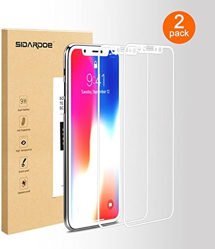 iPhone X Screen Protector [4D FULL COVERAGE FILM], SIDARDOE [2 PACK] [9H HARDNESS] [EASY INSTALLATION] [High RESPONSIVITY] Tempered Glass Screen Protector for Apple iPhone X [WHITE]