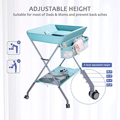EGREE Baby Portable Folding Diaper Changing Station with Wheels