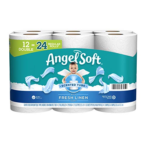 Angel Soft Toilet Paper with Fresh Linen Scented Tube, 12 Double Rolls