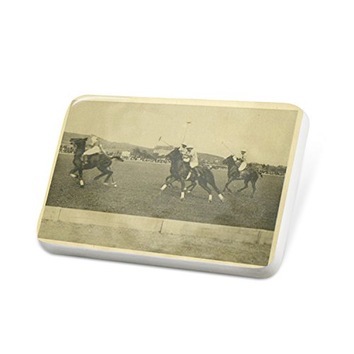 Pin Horses in polo, Vintage Porcelain Brooch NEONBLOND