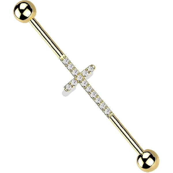 Piercing Industrial De Acero Quirúrgico Con Alas De ángel - Medida 1.6 Mm X 38 Mm, Diseño Moderno Y Seguro