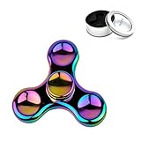Posife Spinners EDC Fidget Spinner Rainbow - Premium Quality Kirsite - Ultra High Speed Bearings - Durable Stainless Steel Buttons - ADHD Focus Toy - Smooth 2-5 Minute Spins